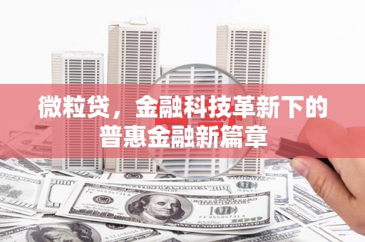 兰考微粒贷，金融科技革新下的普惠金融新篇章