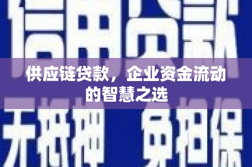 兰考供应链贷款，企业资金流动的智慧之选