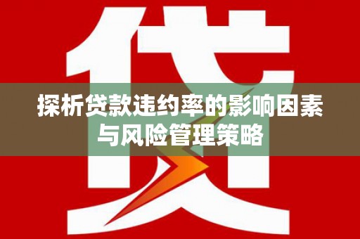 兰考探析贷款违约率的影响因素与风险管理策略