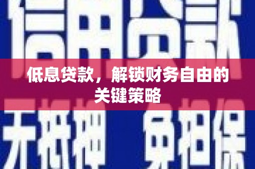 兰考低息贷款，解锁财务自由的关键策略