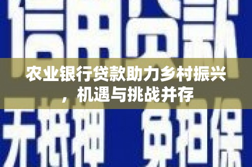 兰考农业银行贷款助力乡村振兴，机遇与挑战并存